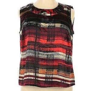 Kasper (Size LP) Multicolored Button Keyhole Back Tank Sleeve Career Tank